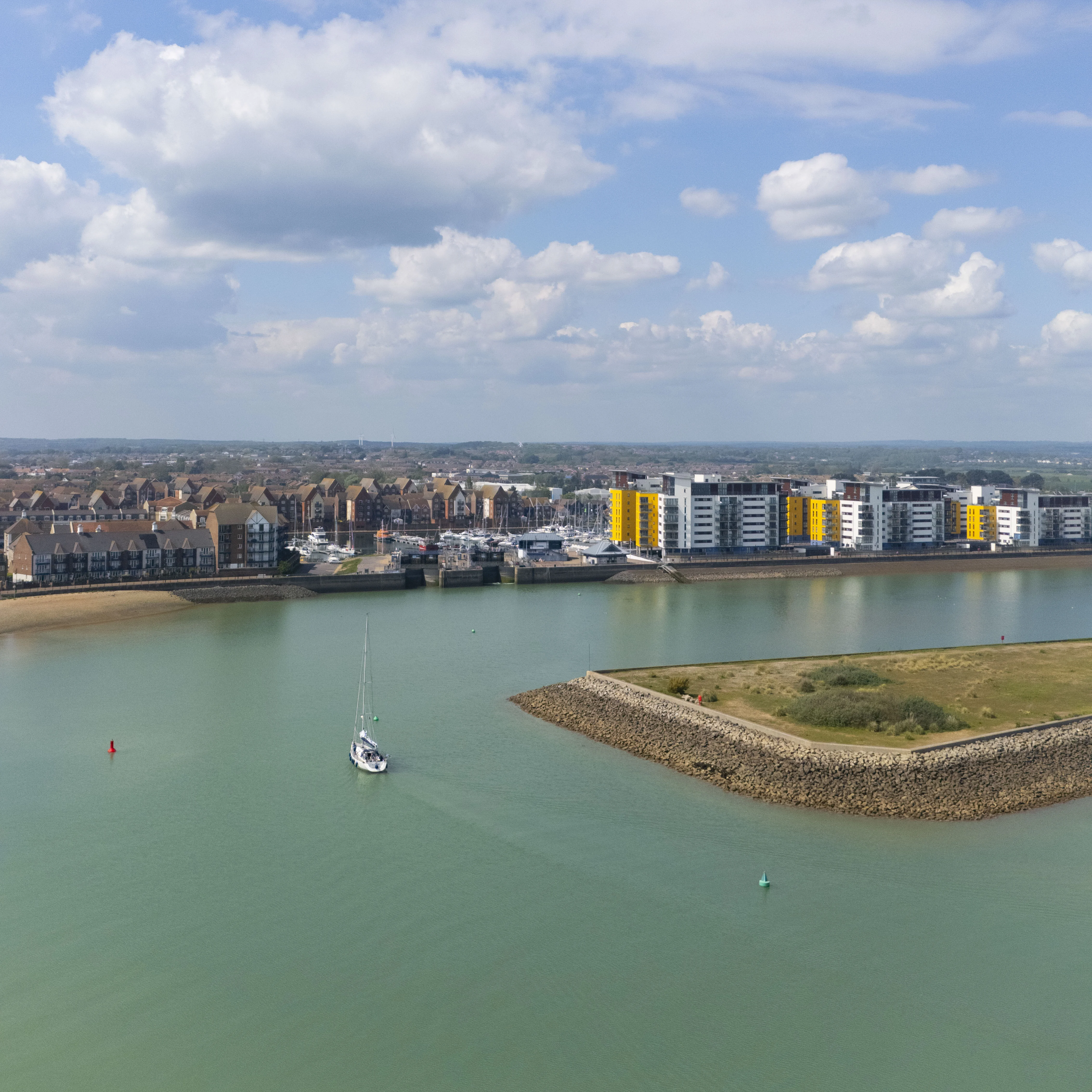 Aerial shot of Eastbourne Harbour